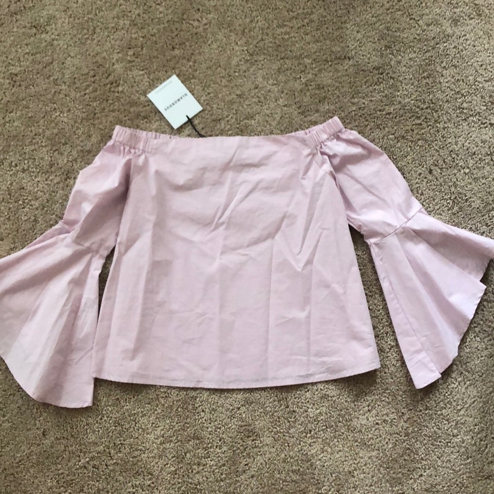 Light pink off the shoulder blouse